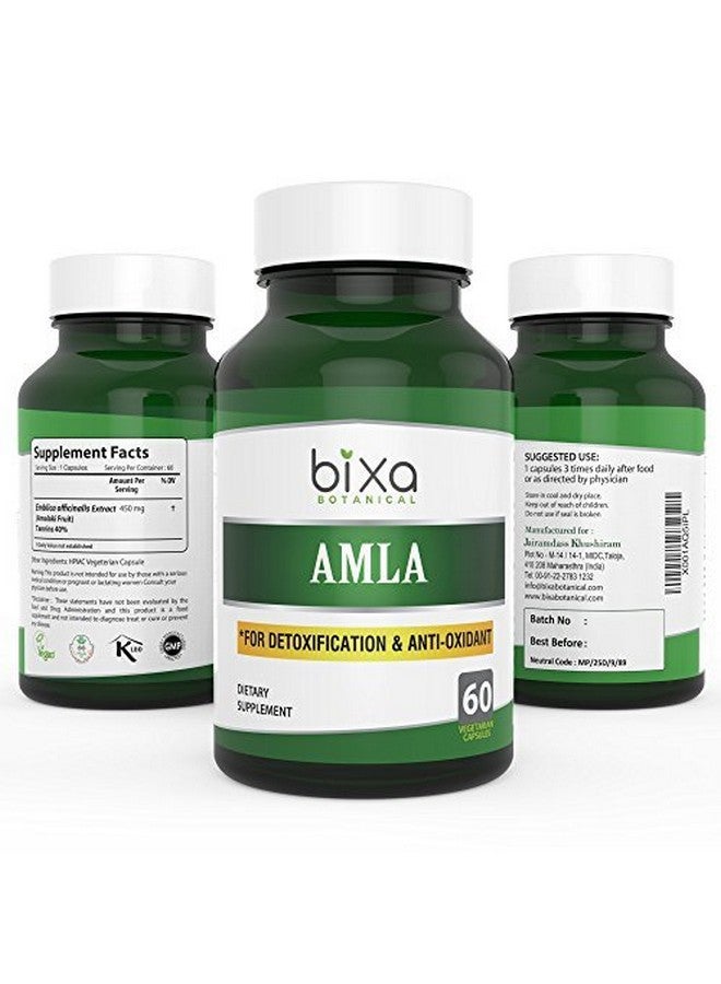bixa BOTANICAL Amla Extract Tannins 40% Veg Capsules Ayurvedic Herb For Detoxification Anti Oxidant And Cardiac Health Antioxidant Ideal Vitamin C Supplement & Immunity Booster 60 Count 450Mg Pack Of 1 - Image 2