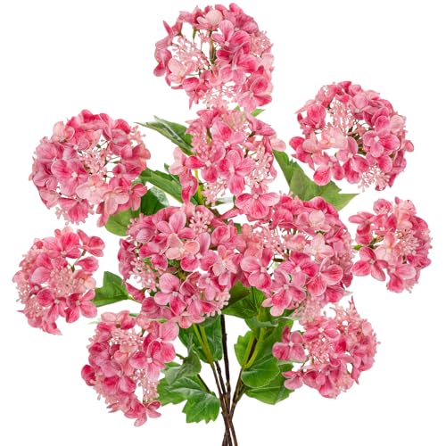 DILATATA Real Touch Hydrangea Artificial Flowers 19 Tall Artificial Hydrangea Flowers DoubleHeaded Faux Hydrangeas Pink Hydrangeas Realistic Silk Hydrangea for Home Decor Weddings Arrangements5 Branches - Image 1
