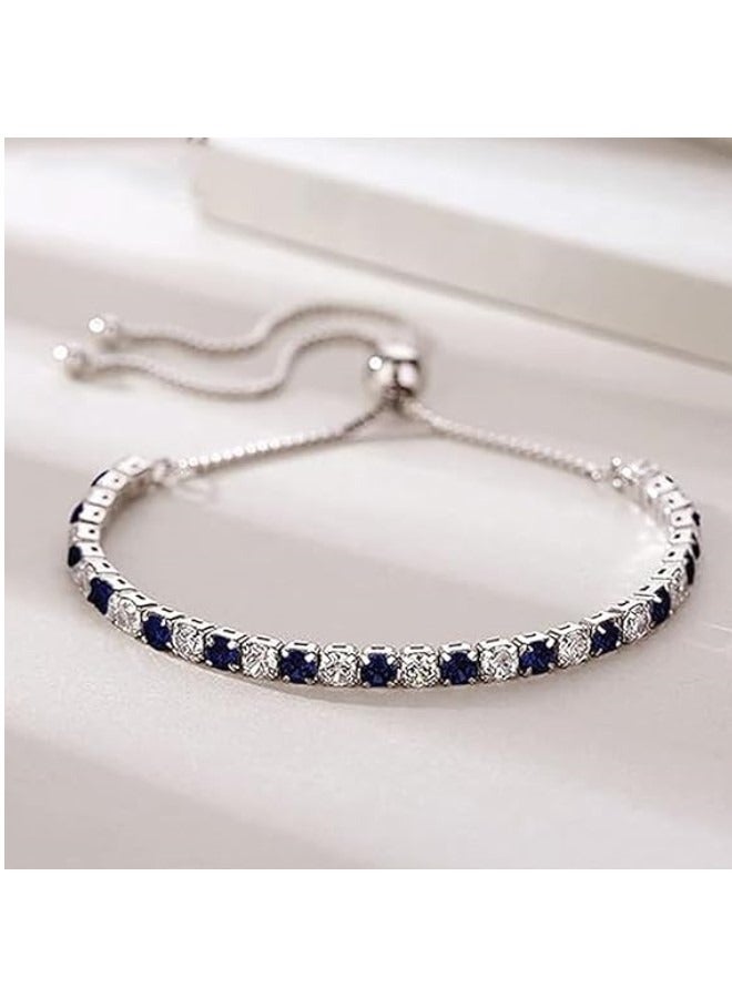 RATSAW Silver Bracelet for Women White Cubic Zirconia Bracelet Diamond Classic Adjustable Bracelet Trendy Dainty Gift for Ladies  - Image 4