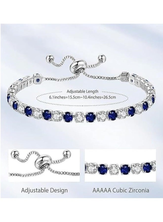 RATSAW Silver Bracelet for Women White Cubic Zirconia Bracelet Diamond Classic Adjustable Bracelet Trendy Dainty Gift for Ladies  - Image 2