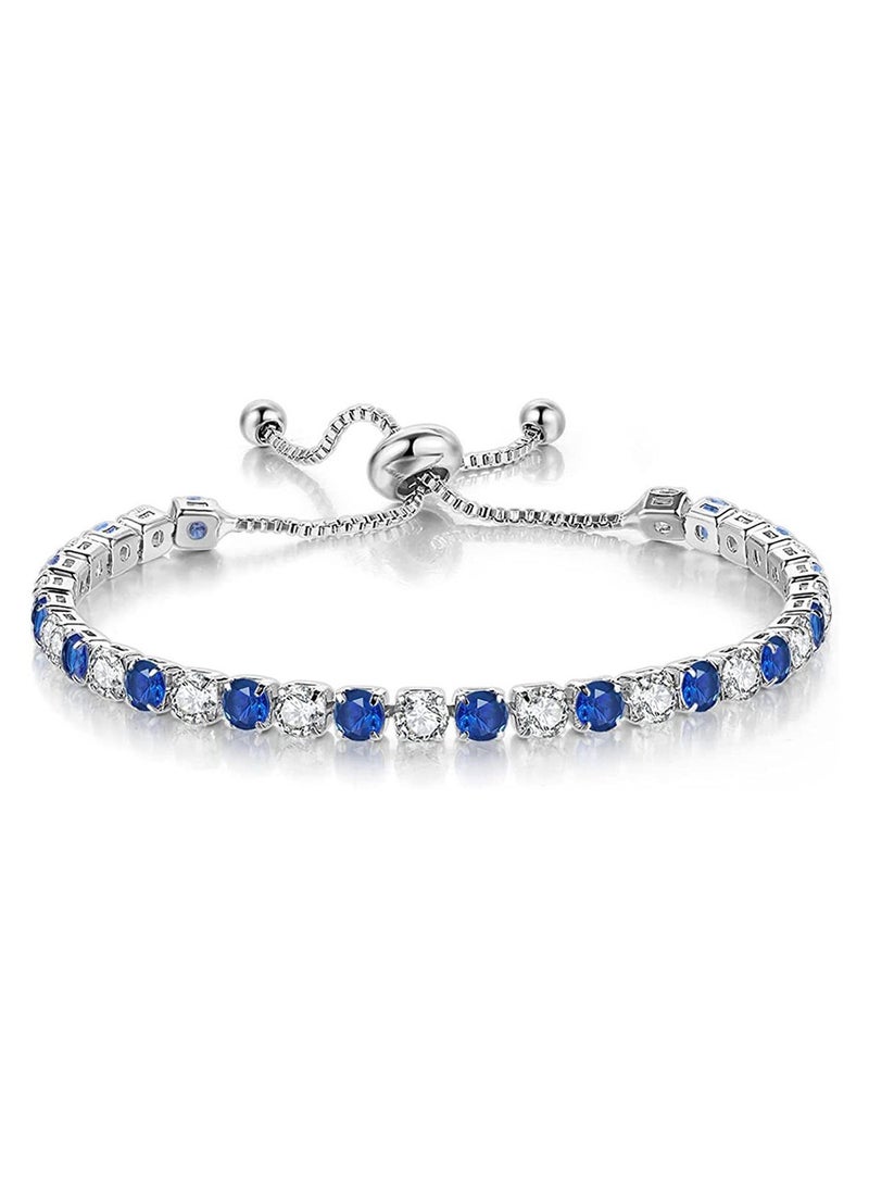 RATSAW Silver Bracelet for Women White Cubic Zirconia Bracelet Diamond Classic Adjustable Bracelet Trendy Dainty Gift for Ladies  - Image 1