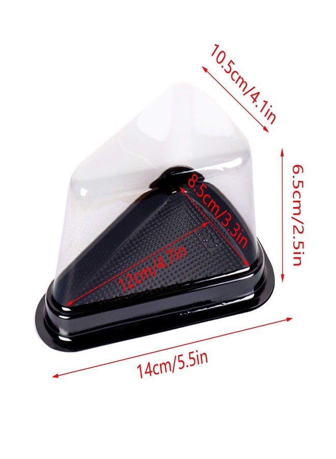 SCWBOEII 100Pcs PLastic Cake Slice Box with Black Base To-Go Cheesecake Pie Dessert Containers for Christmas Handmade Bakery Birthday Wedding Party Favor Triangle - Image 2