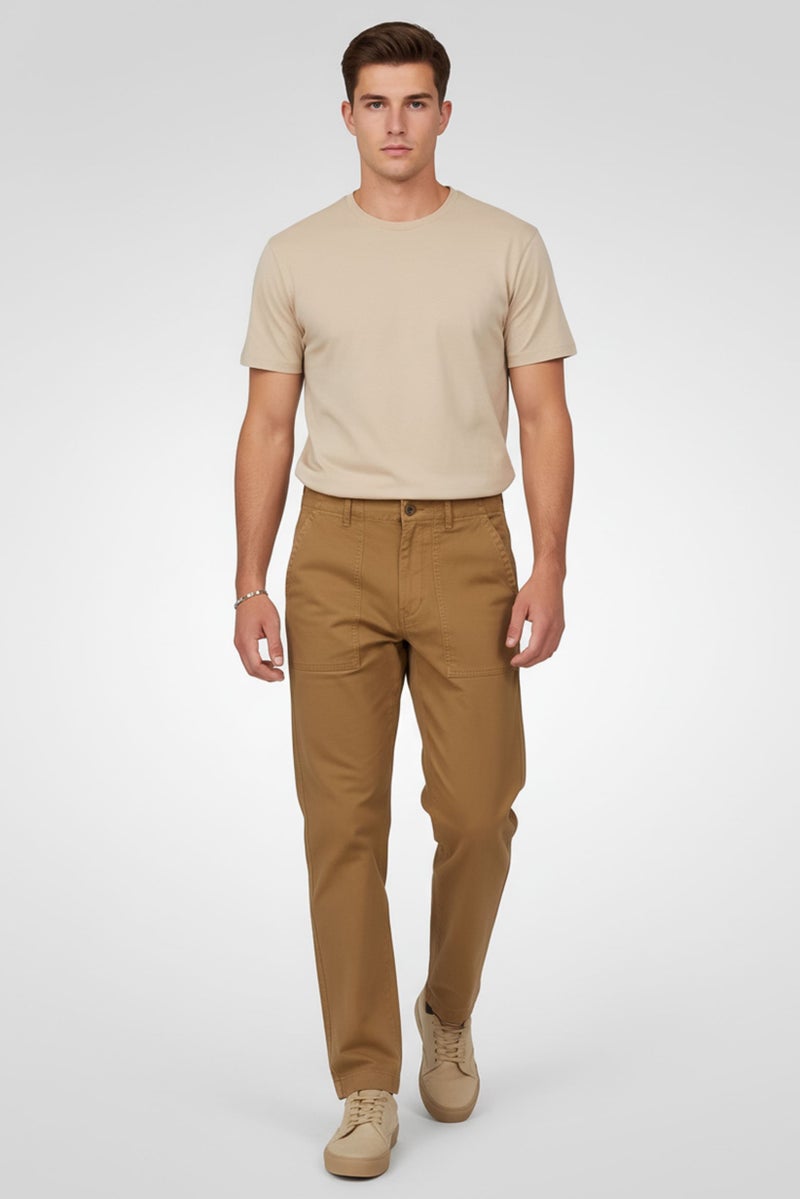 Celio Men Regular Fit Plain Non Stretchable Jeans, Brown - Image 1