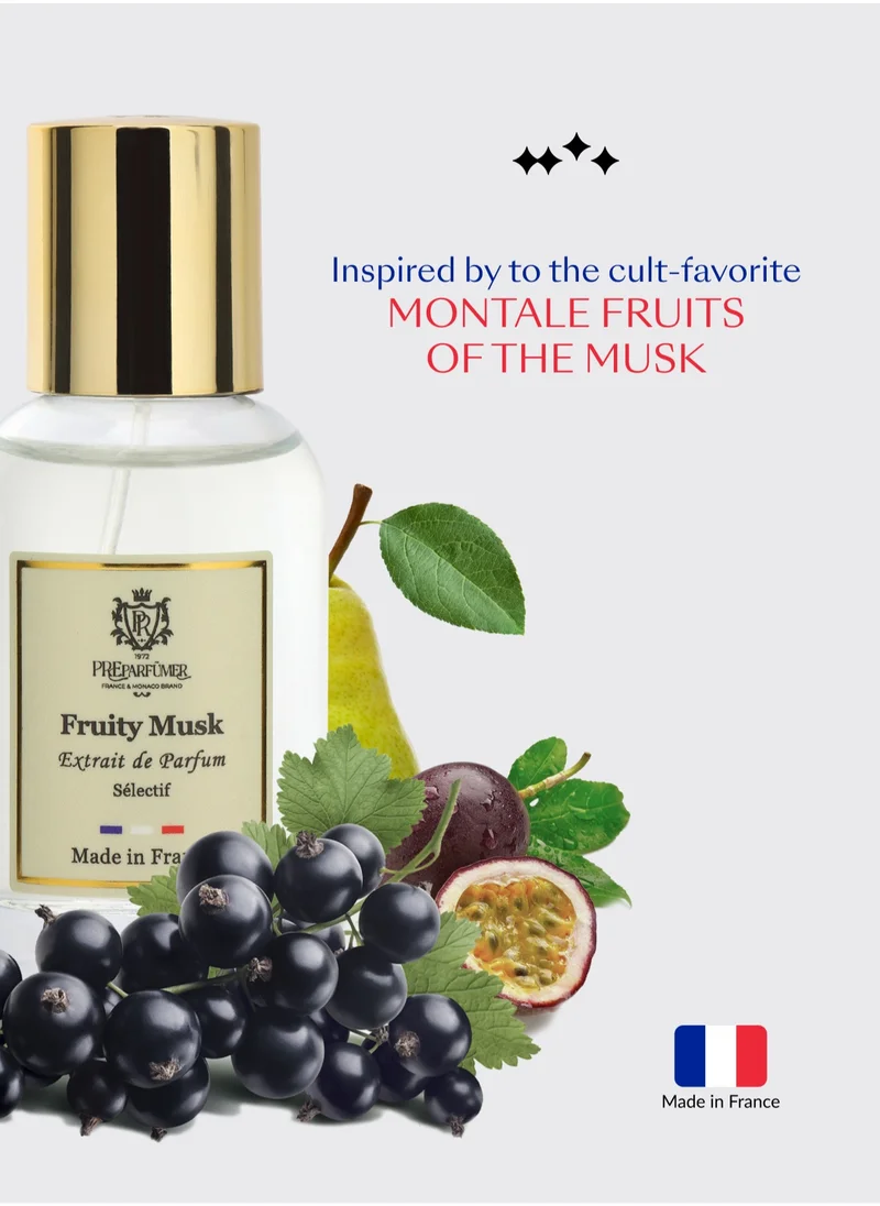 PREPARFUMER From France Fruity Musk 30ml - Fruity Scent with Blackcurrant & Passion Fruit - Luxury Fragrance - Long Lasting With Lily Notes