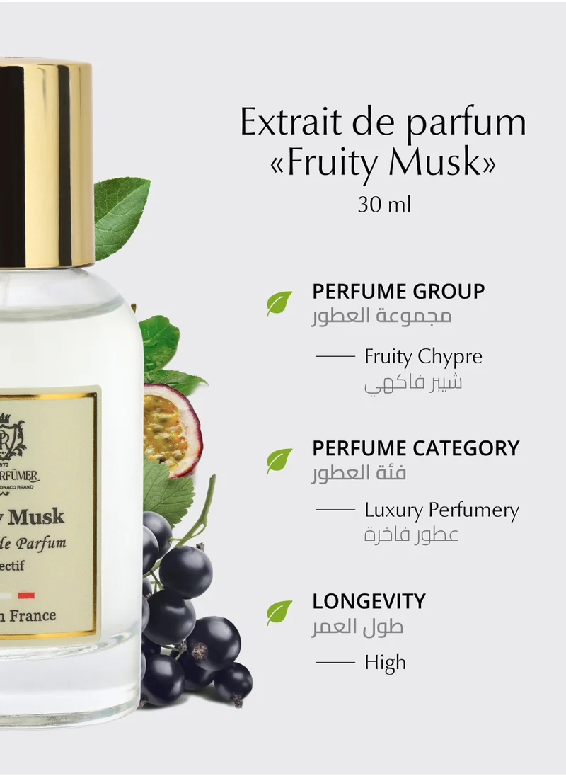 PREPARFUMER From France Fruity Musk 30ml - Fruity Scent with Blackcurrant & Passion Fruit - Luxury Fragrance - Long Lasting With Lily Notes