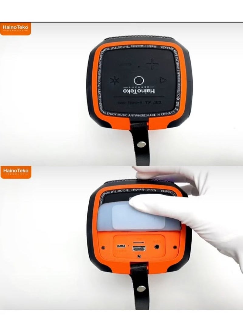 Haino Teko مكبر صوت بلوتوث محمول TB-2 مع إضاءة RGB، قوة إخراج 30 واط، تحكم زر متعدد الوظائف، أسود – صوت معزز ومرئيات نابضة بالحياة - Image 3