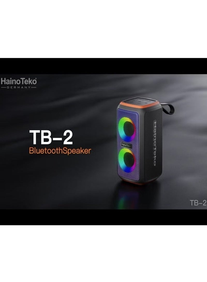 Haino Teko مكبر صوت بلوتوث محمول TB-2 مع إضاءة RGB، قوة إخراج 30 واط، تحكم زر متعدد الوظائف، أسود – صوت معزز ومرئيات نابضة بالحياة - Image 4