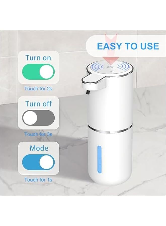 Automatic Foaming Soap Dispenser - Hand Free Pump Touchless Soap Dispenser Electric Dispenser with 380ml, USB Rechargeable 4levels Adjustable Dispenser for Bathroom Kitchen  - Image 2