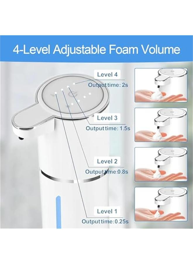 Automatic Foaming Soap Dispenser - Hand Free Pump Touchless Soap Dispenser Electric Dispenser with 380ml, USB Rechargeable 4levels Adjustable Dispenser for Bathroom Kitchen  - Image 3