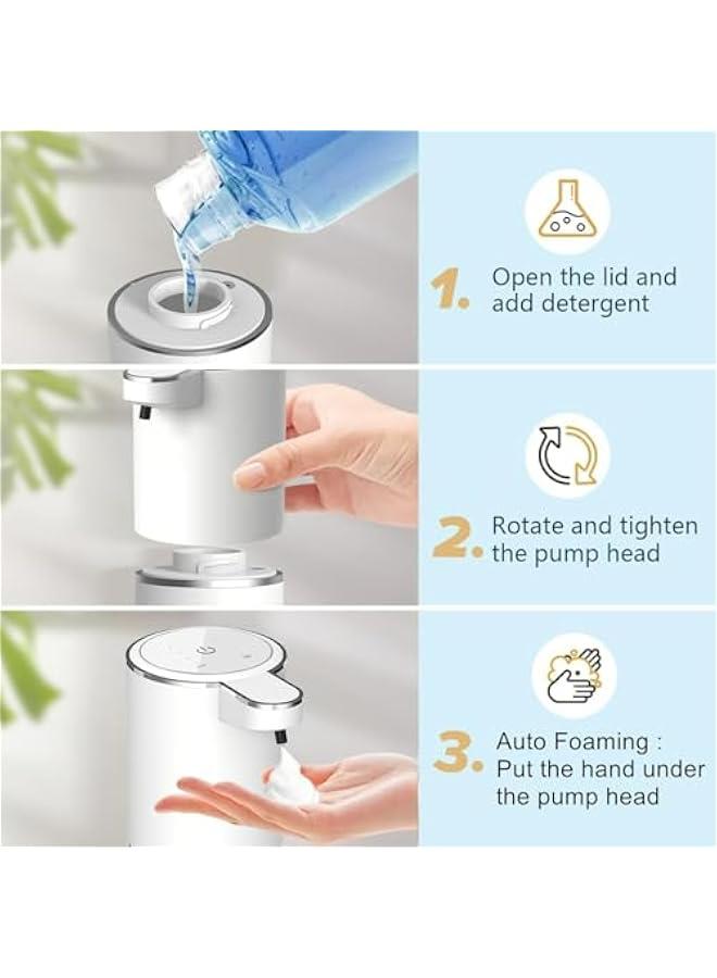 Automatic Foaming Soap Dispenser - Hand Free Pump Touchless Soap Dispenser Electric Dispenser with 380ml, USB Rechargeable 4levels Adjustable Dispenser for Bathroom Kitchen  - Image 4