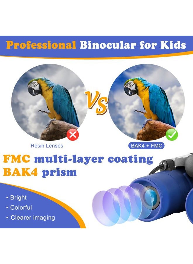 Obuby Obuby Real Binoculars for Kids Gifts for 3-12 Years Boys Girls 8x21 High-Resolution Optics Mini Compact Binocular Toys Shockproof Folding Small Telescope for Bird Watching,Travel, Camping, Blue  - Image 3