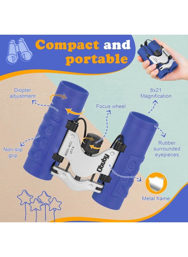 Obuby Obuby Real Binoculars for Kids Gifts for 3-12 Years Boys Girls 8x21 High-Resolution Optics Mini Compact Binocular Toys Shockproof Folding Small Telescope for Bird Watching,Travel, Camping, Blue  - Image 5