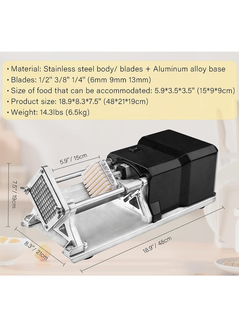 LETWOO - LETWOO Electric French Fry Cutter with 3 Blades Stainless Steel Automatic Potato Cutter Commercial Vegetable Chopper Professional Food Dicer for Carrot Cucumber Onion - Image 1