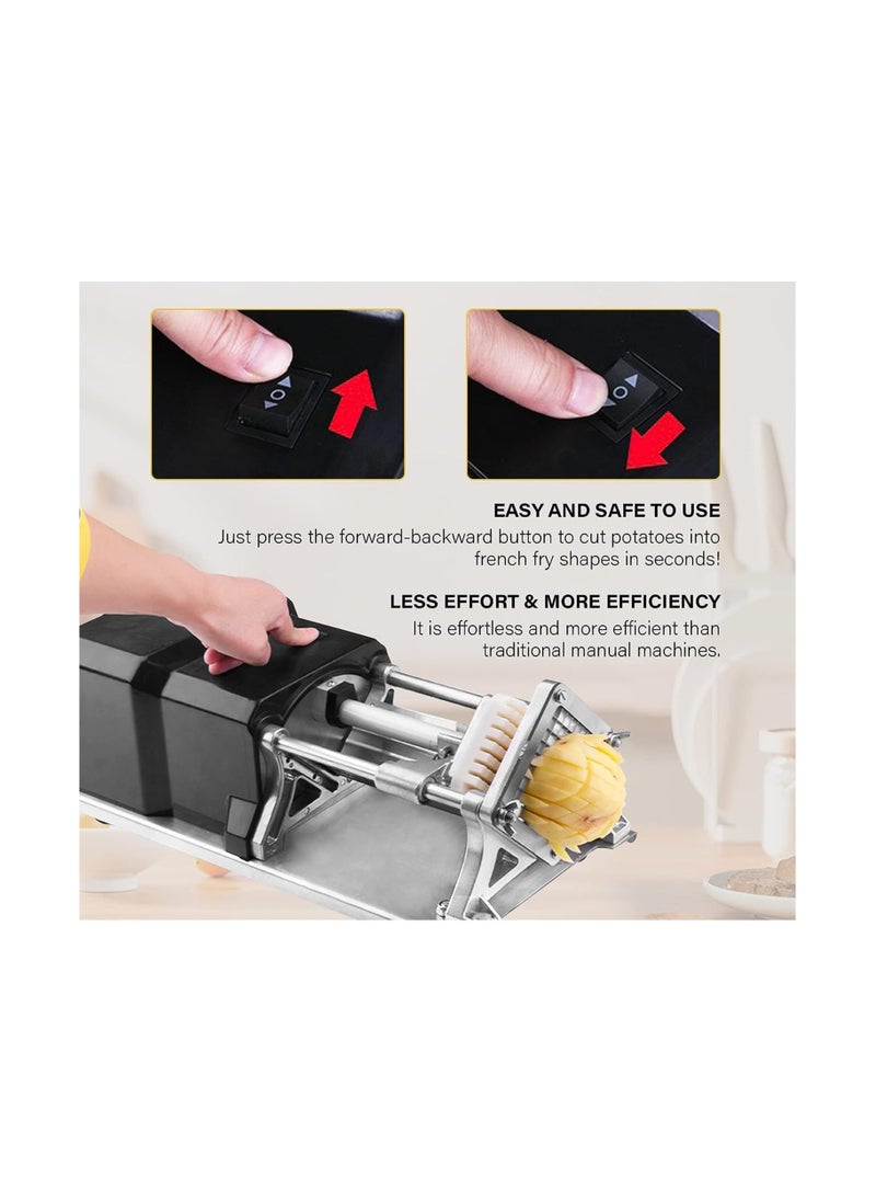 LETWOO - LETWOO Electric French Fry Cutter with 3 Blades Stainless Steel Automatic Potato Cutter Commercial Vegetable Chopper Professional Food Dicer for Carrot Cucumber Onion - Image 1