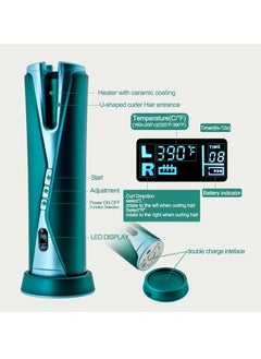 Automatic hair curling iron, cordless automatic hair curling iron, left and right rotation, 4 timer settings, adjustable temperature, three curling levels