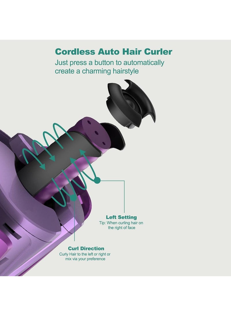 M MIAOYAN - Automatic hair curling iron, cordless automatic hair curling iron, left and right rotation, 4 timer settings, adjustable temperature, three curling levels - Image 1