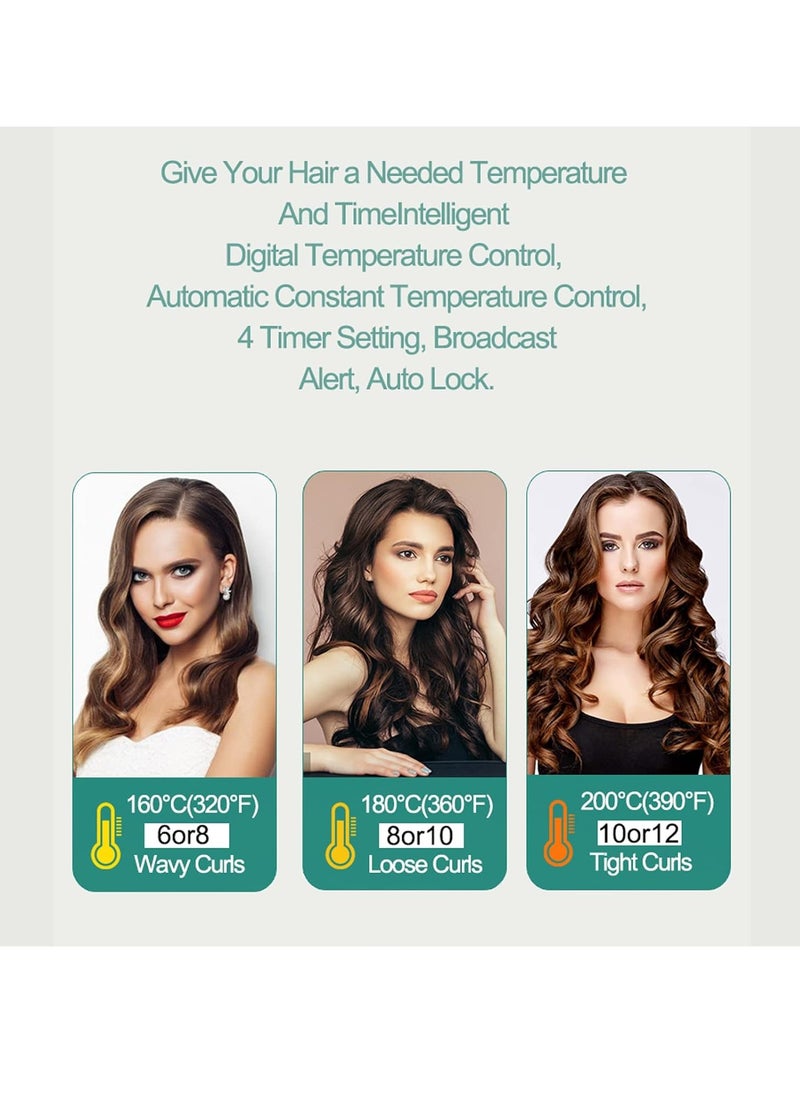 M MIAOYAN - Automatic hair curling iron, cordless automatic hair curling iron, left and right rotation, 4 timer settings, adjustable temperature, three curling levels - Image 1