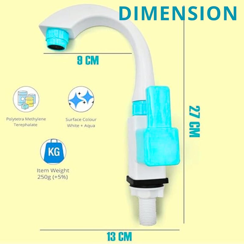 Aimko Heavy Duty Swan Neck Pillar Cock Tap | PVC Body White Faucet for Bathroom, Wash Basin & Kitchen Sink | Deck-Mounted Long Neck Tap, Rust-Free & Durable - Image 4