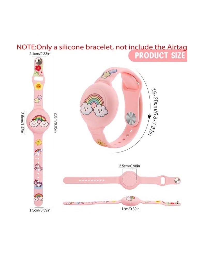 AirTag Bracelet for Kids - Waterproof Cute Cartoon Air tag Holder for Kids with Soft Silicone Full Coverage Anti-Lost Hidden Airtag Wristband Accessories for Child (Pink)  - Image 2