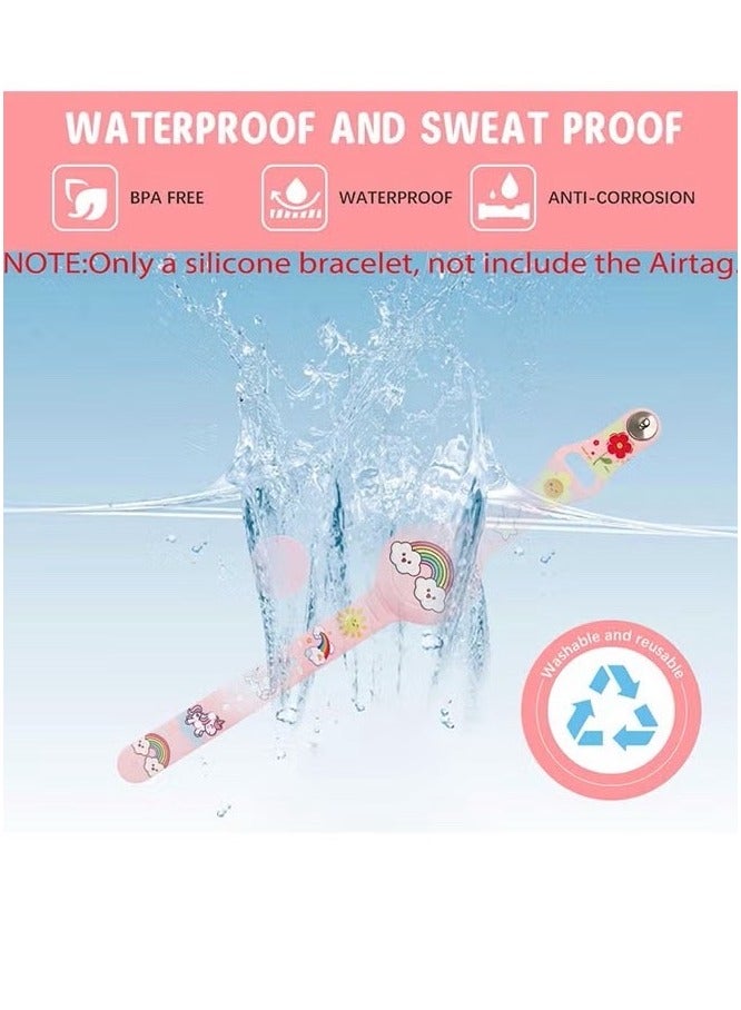 AirTag Bracelet for Kids - Waterproof Cute Cartoon Air tag Holder for Kids with Soft Silicone Full Coverage Anti-Lost Hidden Airtag Wristband Accessories for Child (Pink)  - Image 4