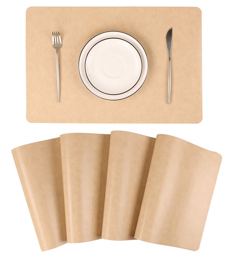 Jovono Faux Leather Placemats, Set of 4 PU Table Mats, Easy to Clean, Heat & Stain Resistant for Office Conference Table,Dining Home Decor - Image 1