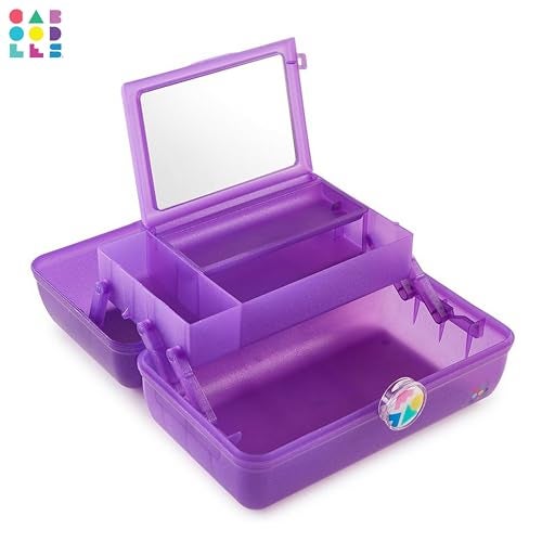 Caboodles On-The-Go Girl Makeup Box, Purple Sparkle, Hard Plastic Makeup Organizer Box, Built-In Mirror, Secure Latch for Safe Travel, Spacious Storage for Large Items - Image 5
