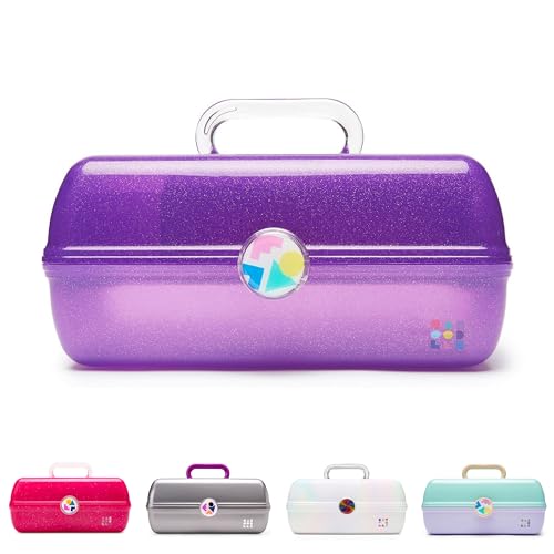 Caboodles On-The-Go Girl Makeup Box, Purple Sparkle, Hard Plastic Makeup Organizer Box, Built-In Mirror, Secure Latch for Safe Travel, Spacious Storage for Large Items - Image 1