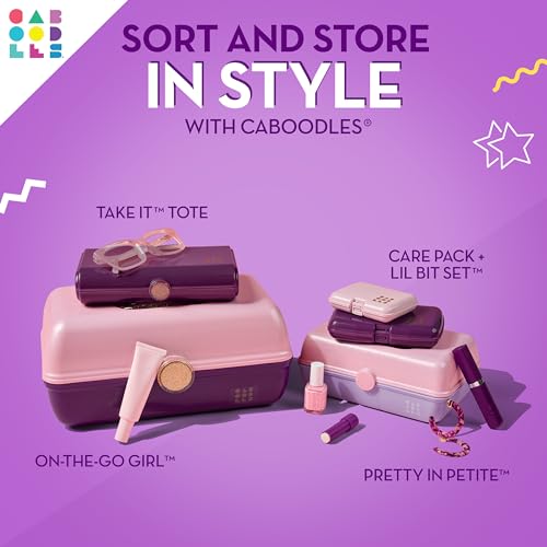 Caboodles On-The-Go Girl Makeup Box, Purple Sparkle, Hard Plastic Makeup Organizer Box, Built-In Mirror, Secure Latch for Safe Travel, Spacious Storage for Large Items - Image 4