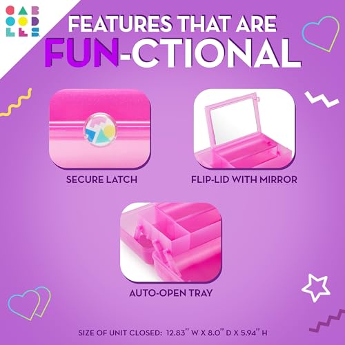 Caboodles On-The-Go Girl Makeup Box, Purple Sparkle, Hard Plastic Makeup Organizer Box, Built-In Mirror, Secure Latch for Safe Travel, Spacious Storage for Large Items - Image 2