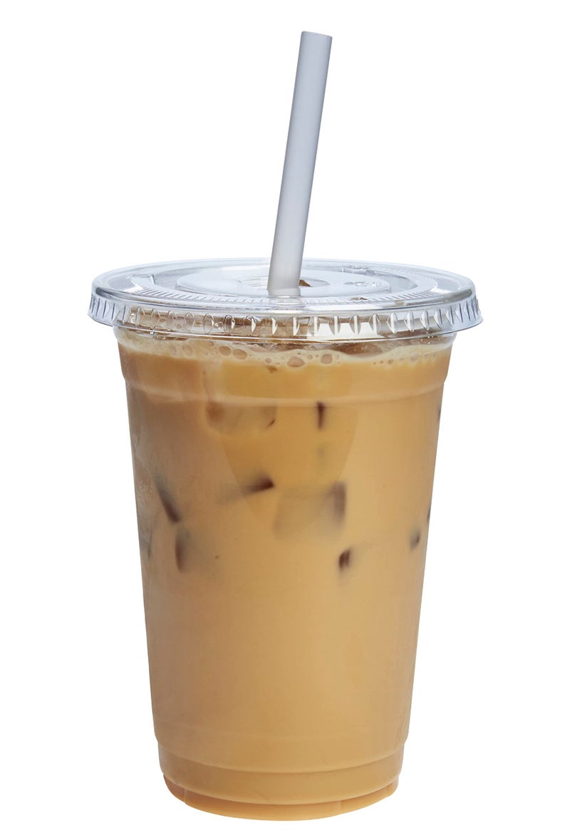 GUSTO 20 oz  100 Count Clear PET Cups with Lids Disposable Coffee Cups with Flat Lids  Ideal for Cold Beverages Smoothies and toGo Drinks  Formerly Comfy Package