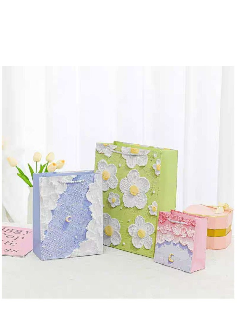 10 Pieces Luxury Ramadan Eid Gift Bags Creative 3D Oil Painting Flowers Packing Paper Gift Bags - Image 3
