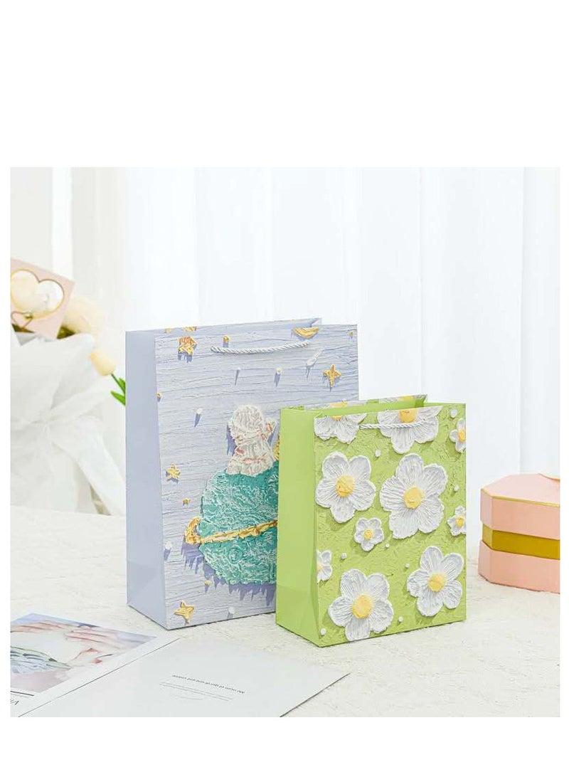 10 Pieces Luxury Ramadan Eid Gift Bags Creative 3D Oil Painting Flowers Packing Paper Gift Bags - Image 4