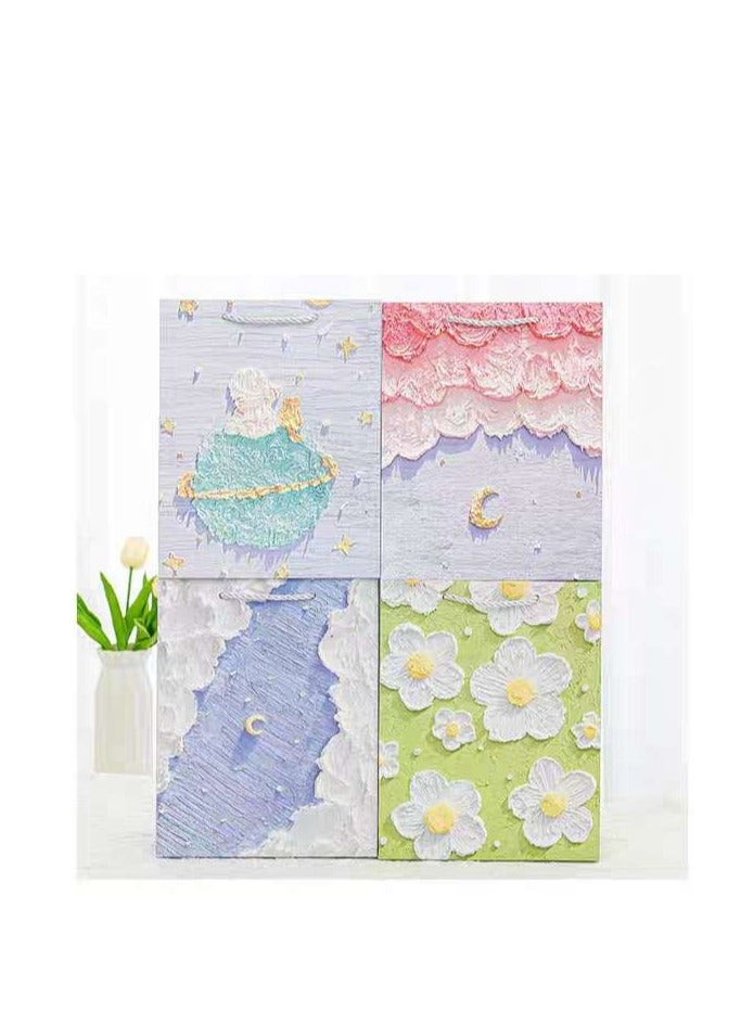 10 Pieces Luxury Ramadan Eid Gift Bags Creative 3D Oil Painting Flowers Packing Paper Gift Bags - Image 5
