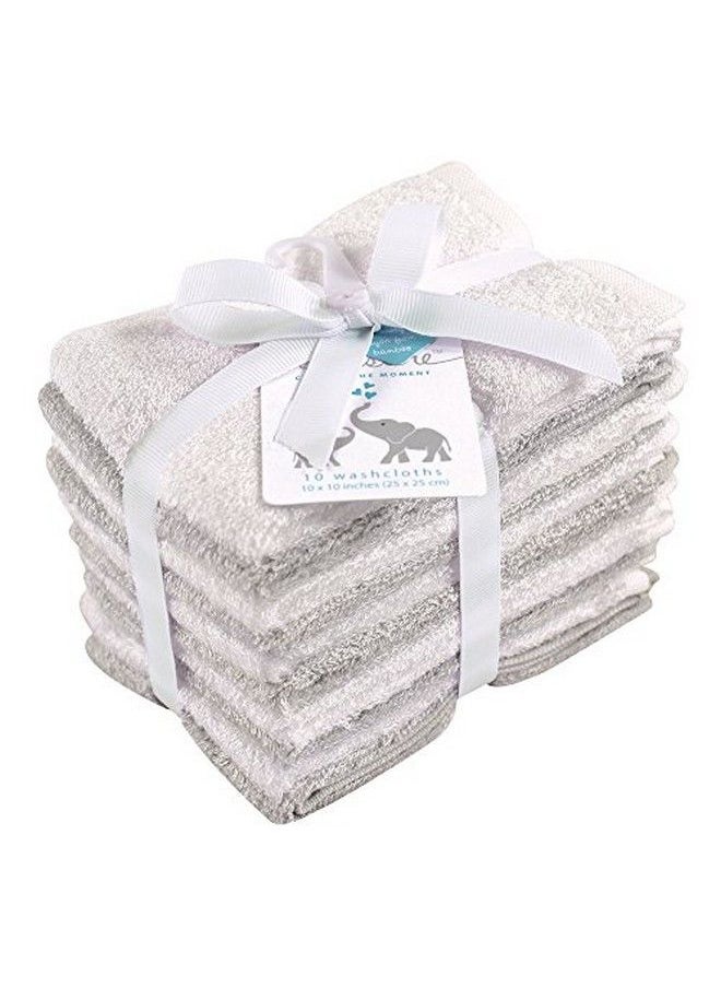 Little Treasure - Unisex Baby Rayon From Bamboo Luxurious Washcloths Gray White One Size - Image 1