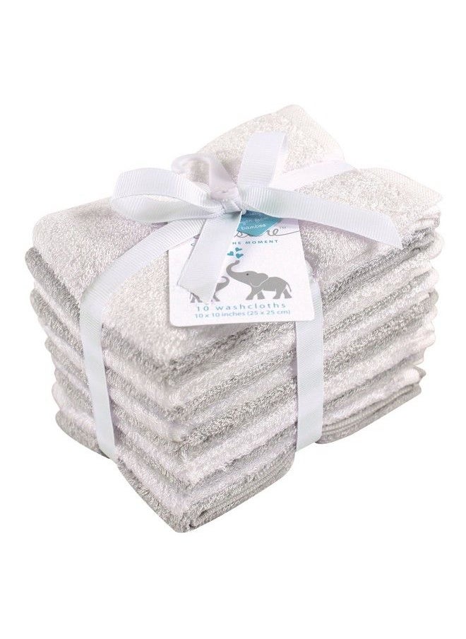Little Treasure - Unisex Baby Rayon From Bamboo Luxurious Washcloths Gray White One Size - Image 1