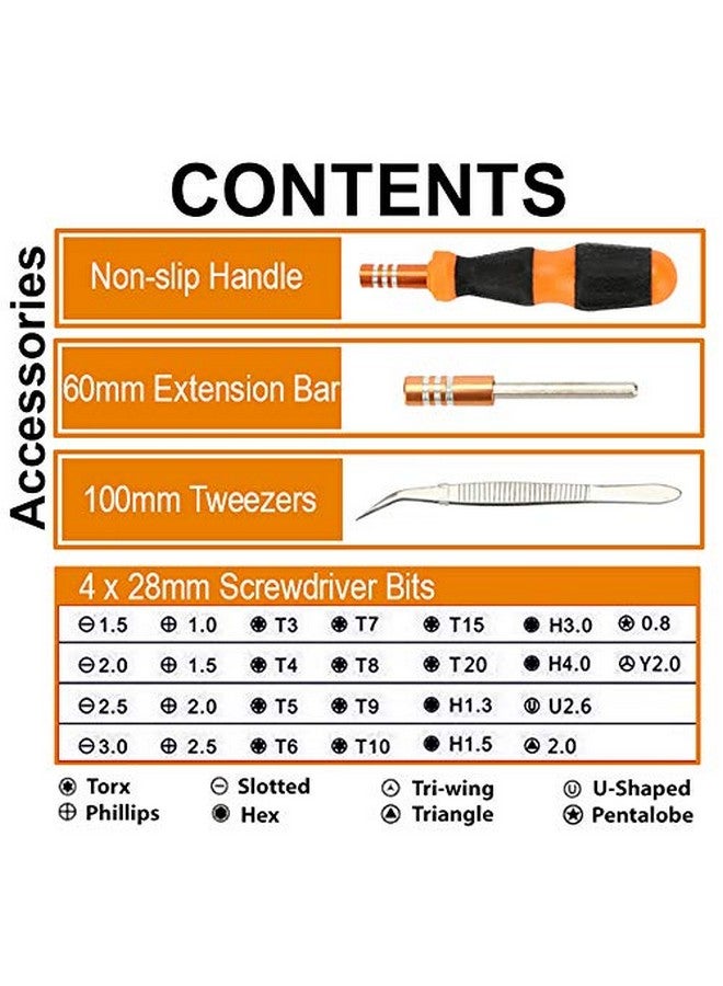 JAKEMY 29-In-1 Screwdriver Set with Bits of Torx, Hex, Phillips, Flat (Slotted), Triangle, Pentalobe (Star), Tri-Wing and U-Shape - 1 Extension Bar and 1 Tweezer - 8104 - Image 3