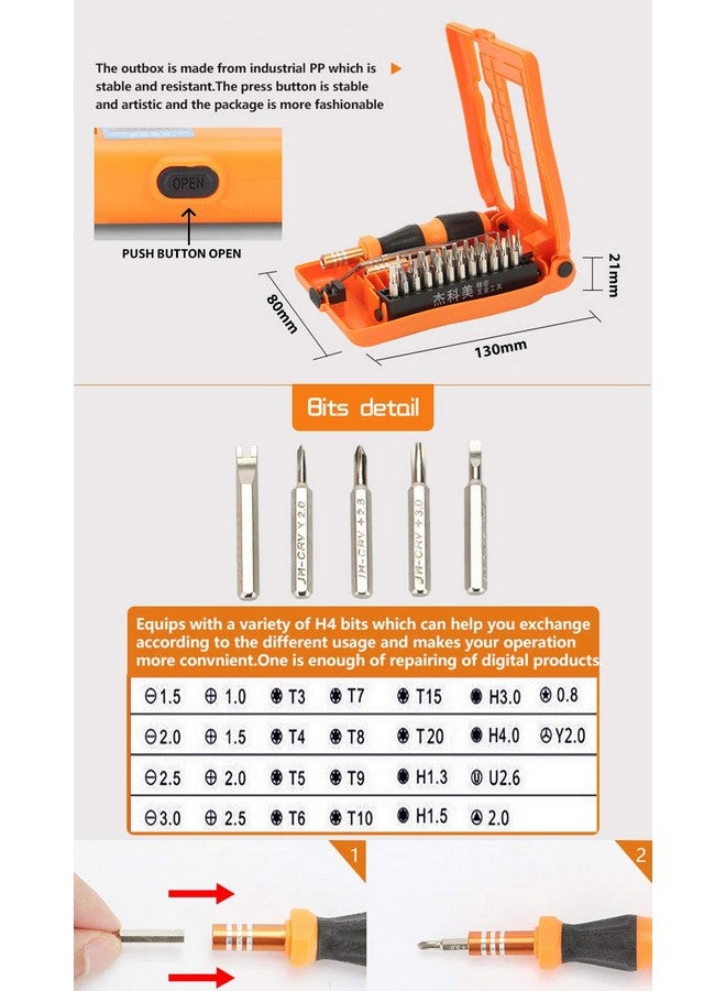 JAKEMY 29-In-1 Screwdriver Set with Bits of Torx, Hex, Phillips, Flat (Slotted), Triangle, Pentalobe (Star), Tri-Wing and U-Shape - 1 Extension Bar and 1 Tweezer - 8104 - Image 4
