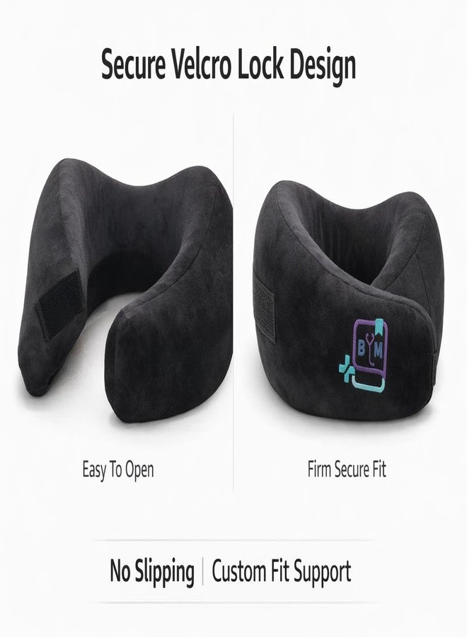 BYM Memory Foam Neck Pillow for Travelling Adjustable Wrap Around Velcro Support Travel Cushion for Flight Train Car Sleeping Essential Gift for Men Women - Image 2