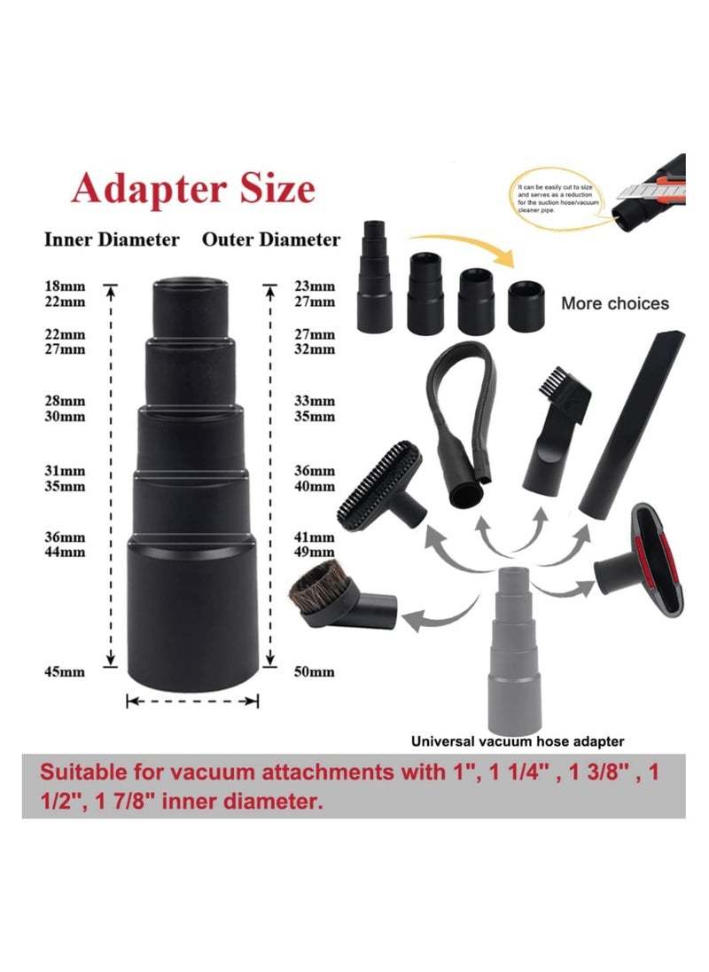 Captaintech 9 Pcs Universal Vacuum Attachments for Shop Vac Accessories 2 1/2 to 1 1/4 Shop Vac Hose Adapter 1 7/8 to 1 Vacuum Hose Adapter 1 1/4 Vacuum Floor Brush Flexible Crevice Tool  - Image 2