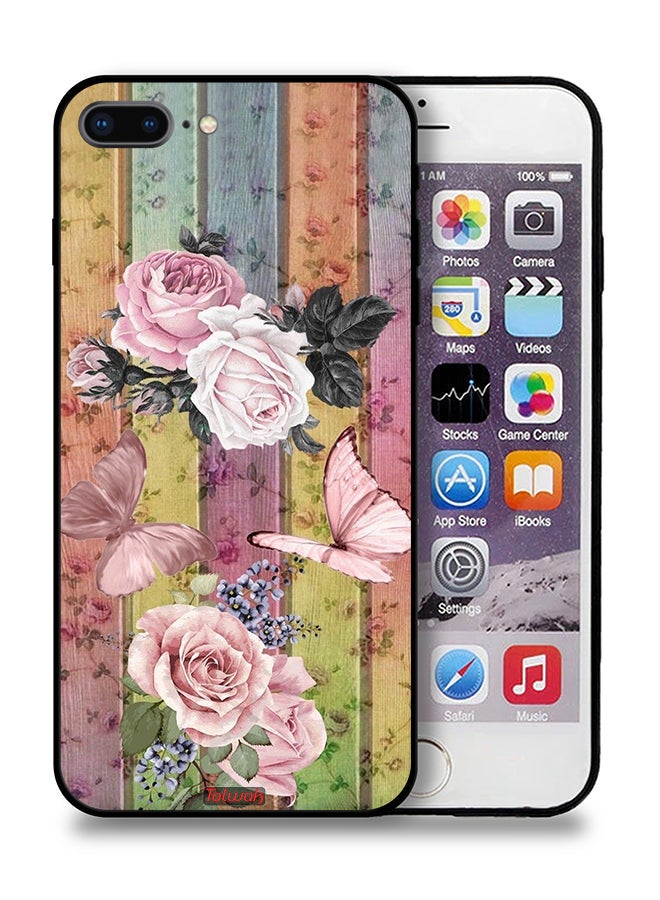 Tolwak Apple iPhone 8 Plus Protective Case Peach Butterflies And Roses - Image 1