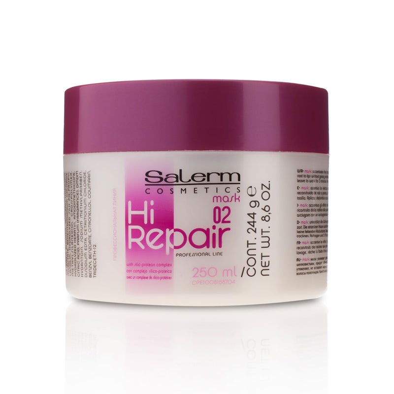 SALERM - Repairing Hair Mask - Hi Repair Mask 02-250 ml - Deep Hydration for Damaged Hair - Repairs and Rejuvenates - Shinier and Softer Hair - Immediate Effect - Image 1