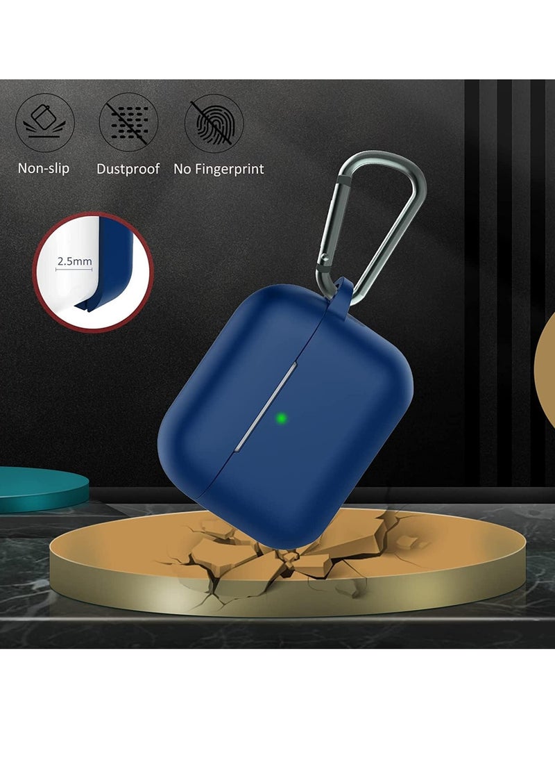 Compatible for AirPods Pro 2nd Generation Case Cover with Keychain, Soft Silicone Skin Case Cover Full Protective (Silicone Blue) - Image 2
