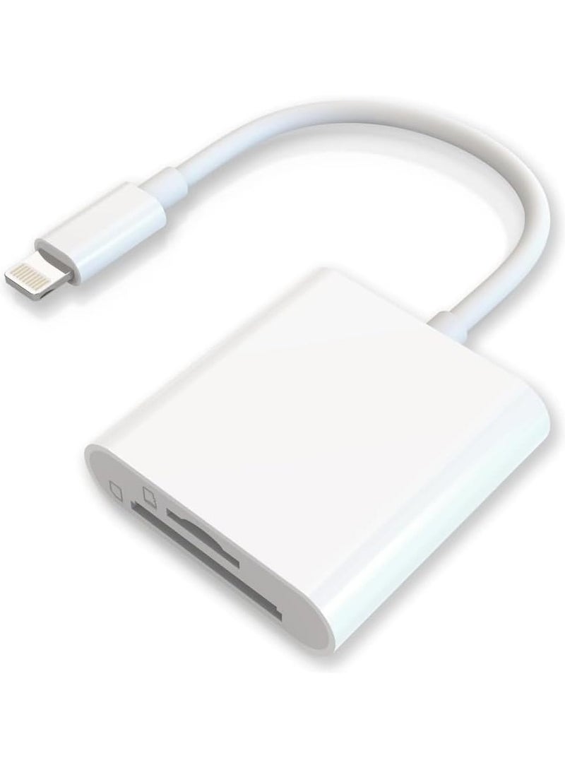 SD/TF Card Reader for iPhone iPad Camera, 2-in-1 Dual Card Slot Memory Card Reader Lightning/Type-C to Carder Adapter (SD TF for lightning Only) - Image 1