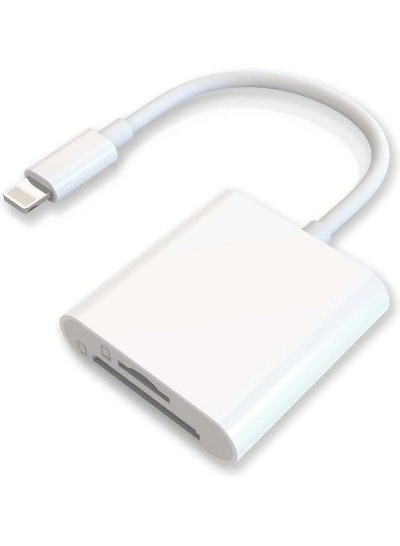 SD/TF Card Reader for iPhone iPad Camera, 2-in-1 Dual Card Slot Memory Card Reader Lightning/Carder Adapter (SD TF for lightning Only) - Image 1