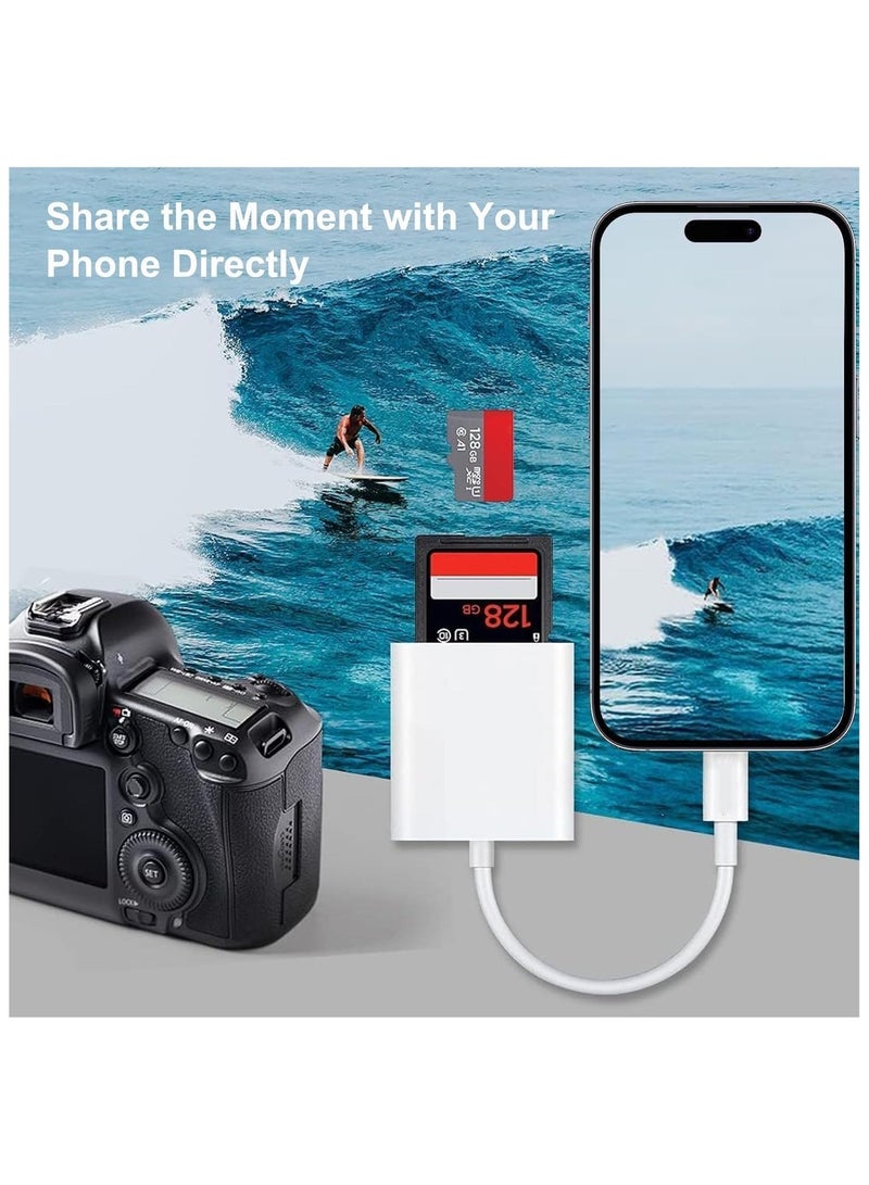 SD/TF Card Reader for iPhone iPad Camera, 2-in-1 Dual Card Slot Memory Card Reader Lightning/Carder Adapter (SD TF for lightning Only) - Image 3