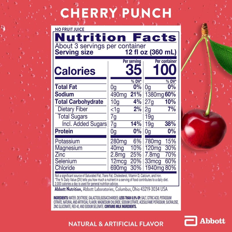 Pedialyte with Immune Support Electrolyte Solution, Hydration Drink with Zinc, Selenium, and Magnesium, Cherry Punch, 1 Liter, Pack of 4 - Image 5