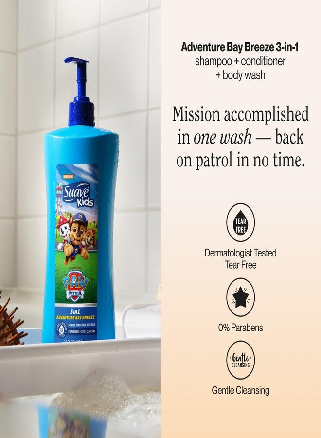 Suave Kids Paw Patrol 3 in 1 Shampoo, Conditioner, Body Wash, Adventure Bay Breeze, Tear-Free & Gentle Dermatologist Tested, 4 Count, 28 FL OZ Pump - Image 2