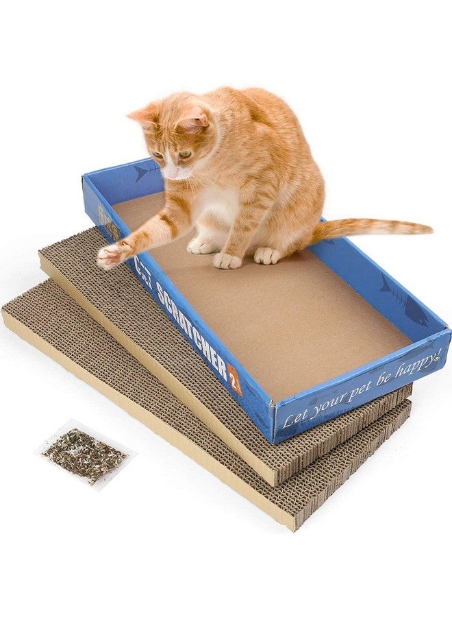 Emily Pets PAWISE Cat Scratcher Cardboard for Indoor Cats, 2 in 1, Cat Scratch Pad with Box, Cat Scratching Board, Reversible Corrugated (Pack of 2) - Image 1