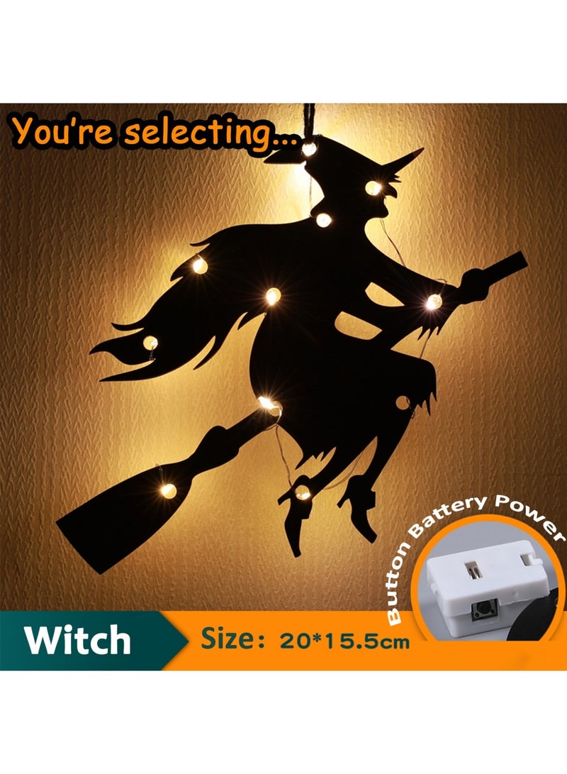 Halloween Decoration Hanging Lights 1 Pack , Bat/Spider Web/ Spooky/Castle/ Black Cat/Witch/Ghost LED Decoration Hanging Light Window Cling Hallo ween Light, Halloween Party Indoor Decor - Image 2