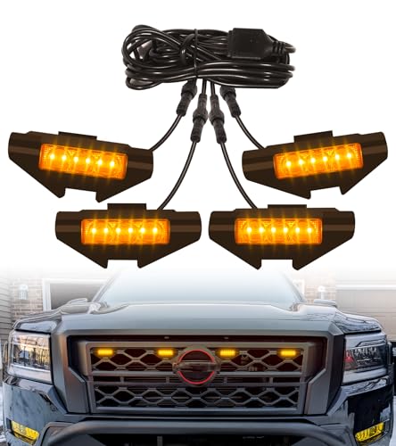 SDPVorn Grill Lights for Nissan Frontier 2022-2024 Front Bumper Grille Marker Accent Head Lamps DRL PRO 4X X S SV SL Accessories (Amber) - Image 1